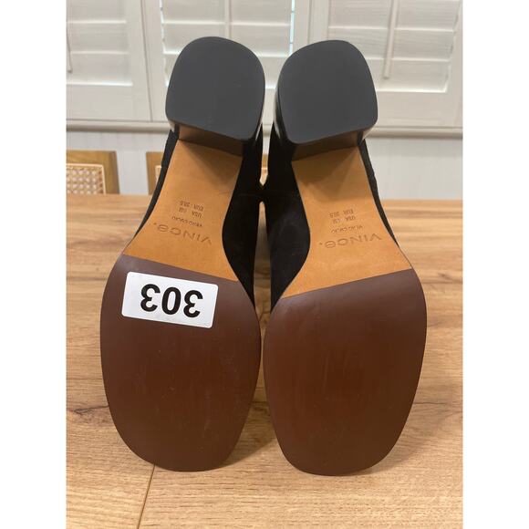 Vince Maggie Knee High Boots Black Suede Size 8 NWOB Riding Boots Round Toe - Picture 10 of 12